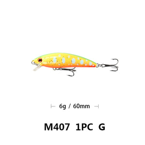 6cm57g Floating Mino Lure Fresh Water Topmouth Culter Weever Mandarin Fish Lure Simulation Bait M407