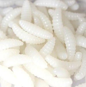 50pcs artificial soft maggot grub fishing lure bait