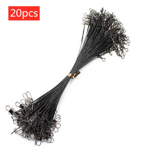 20PCS Anti Bite Steel Fishing Line Steel Wire Leader With Swivel Fishing Accessory Lead Core Leash Fishing Wire 15CM-50CM