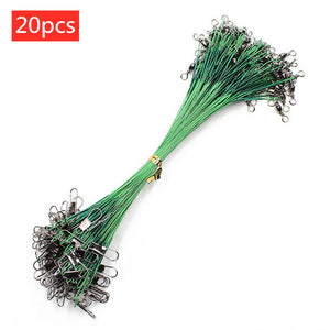 20PCS Anti Bite Steel Fishing Line Steel Wire Leader With Swivel Fishing Accessory Lead Core Leash Fishing Wire 15CM-50CM