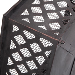 22in Iron Hexagonal Red Copper Firewood Brazier