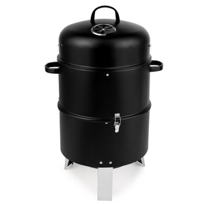 47x41.5x82cm Black, Double-walled, Cylindrical, Smoker, Charcoal Grill