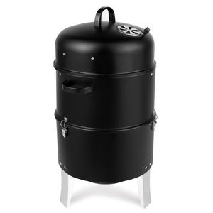 47x41.5x82cm Black, Double-walled, Cylindrical, Smoker, Charcoal Grill