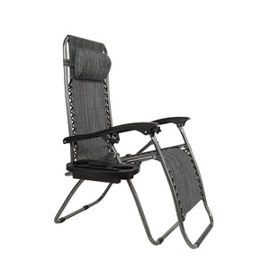 2pcs , Adjustable Folding Lounger With Pillow And Practical Tray For Deck, Terrace, Beach, Patio, Grey