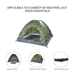3-4 People Camouflage Portable Camping Tent With Silver Tape And Fiberglass Pole