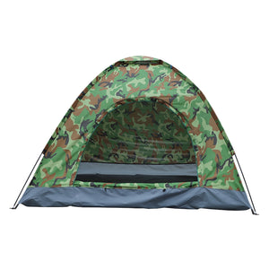 3-4 People Camouflage Portable Camping Tent With Silver Tape And Fiberglass Pole