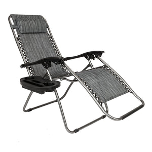 2pcs , Adjustable Folding Lounger With Pillow And Practical Tray For Deck, Terrace, Beach, Patio, Grey
