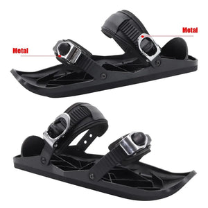 Black Mini Ski Skates Snow Shoes: Portable Adjustable Bindings