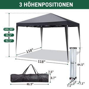 10x10ft Dark Grey 4 Sides-2 Doors, 2 Windows, Folding Shed, Oxford Cloth, Sprayed Iron Pipe, Portable
