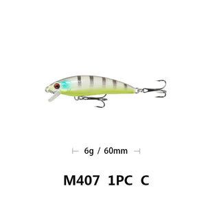 6cm57g Floating Mino Lure Fresh Water Topmouth Culter Weever Mandarin Fish Lure Simulation Bait M407