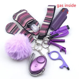 11pcs Self-Defence Keychain Set Multi-Function Keyring