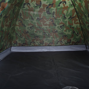 3-4 People Camouflage Portable Camping Tent With Silver Tape And Fiberglass Pole