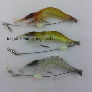 Sea Bass Soft Shrimp Shipwreck Black Fish Mouth Bionic Luminous Fake Bait Set Fishing Gear