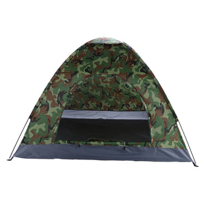 3-4 People Camouflage Portable Camping Tent With Silver Tape And Fiberglass Pole