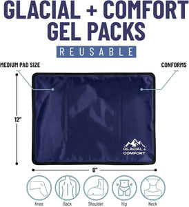 Glacial Comfort Gel Ice Pack for Back Pain - Reusable Cold Pads for Hip, Knee, Shoulder Injuries, Muscle Strains, Migraine & Postpartum Recovery with Flex Technology - After Surgery.