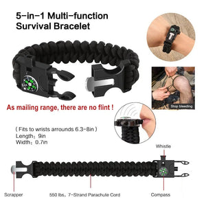 Multifunctional Survive Wristband Whistle Blanket Knife