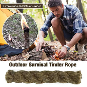 Tinder Rope Survival Fire Starter Waterproof Wax Rope For Hiking