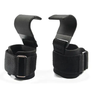 Weight Lifting Hook Grips With Wrist Wraps Hand-Bar